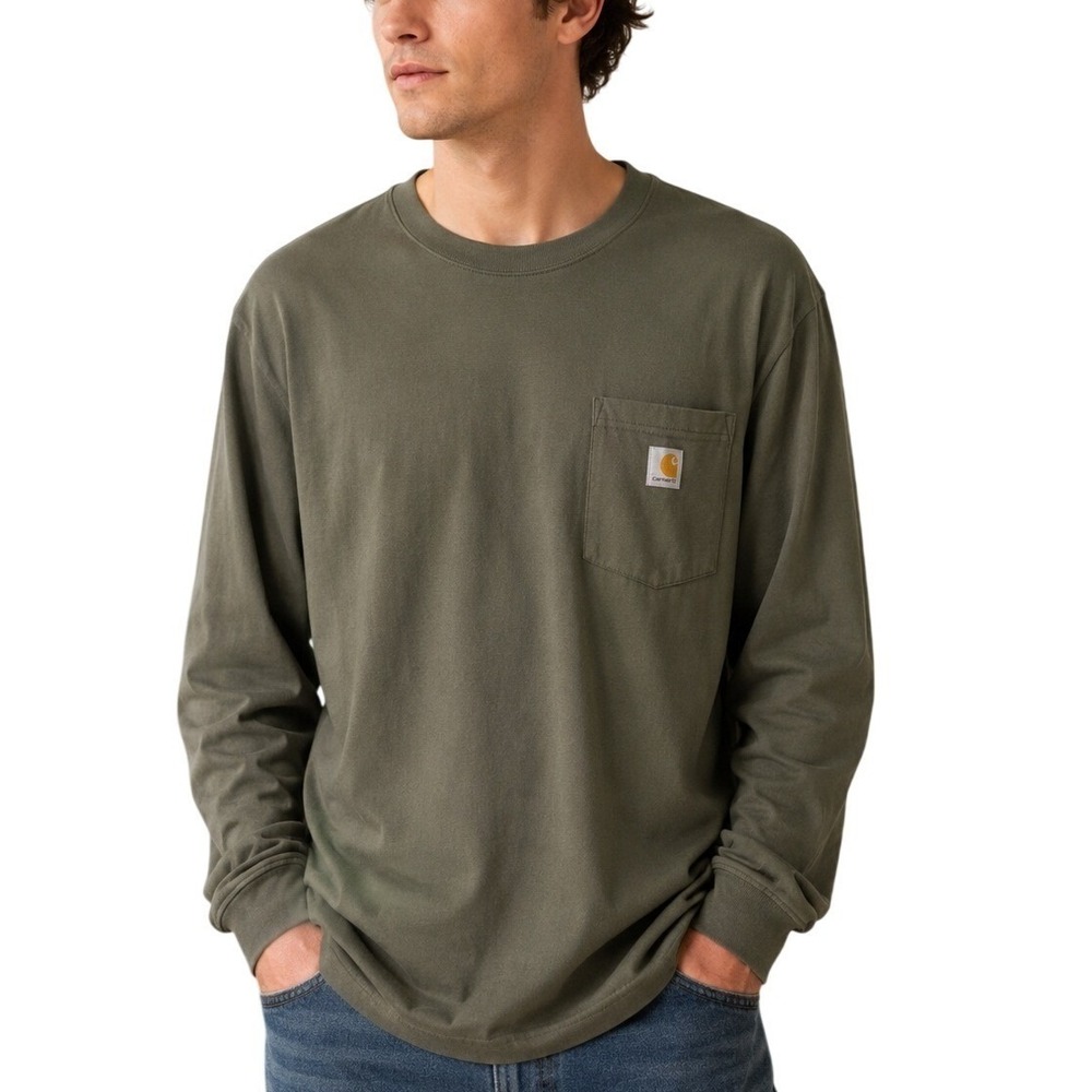 Carhartt Long Sleeve Pocket T Shirt Men 2XL Tall Loose Fit Green